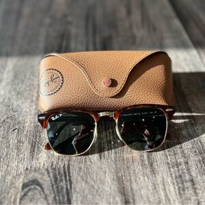 Ray-Ban Club Master Tortoise Frame Sunglasses with Brown Case Polarized